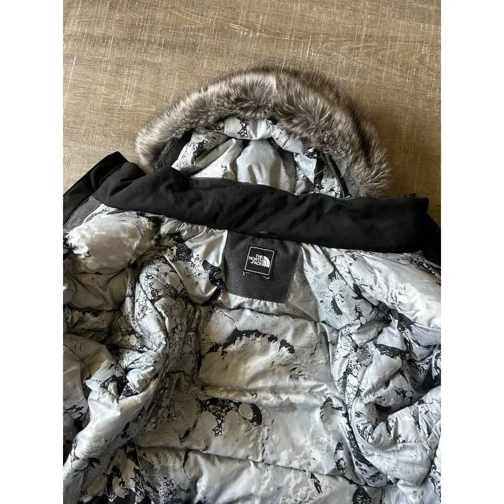 The North Face HyVent Goose Down Parka Mens XL Gray Hooded Fur Trim Coat
